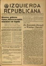Portada:Izquierda Republicana. Año XII, núm. 74, noviembre-diciembre de 1951