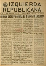 Portada:Izquierda Republicana. Año XVIII, núm. 105, marzo-abril de 1957
