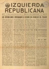 Portada:Izquierda Republicana. Año XIX, núm. 114, julio-agosto de 1958