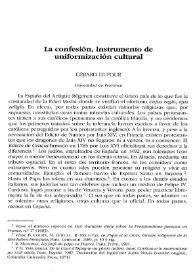 Portada:La confesión, instrumento de uniformización cultural / Gérard Dufour