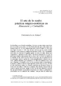 Portada:El arte de lo oculto: prácticas mágico-esotéricas en \"Rinconete y Cortadillo\" / Frederick A. de Armas