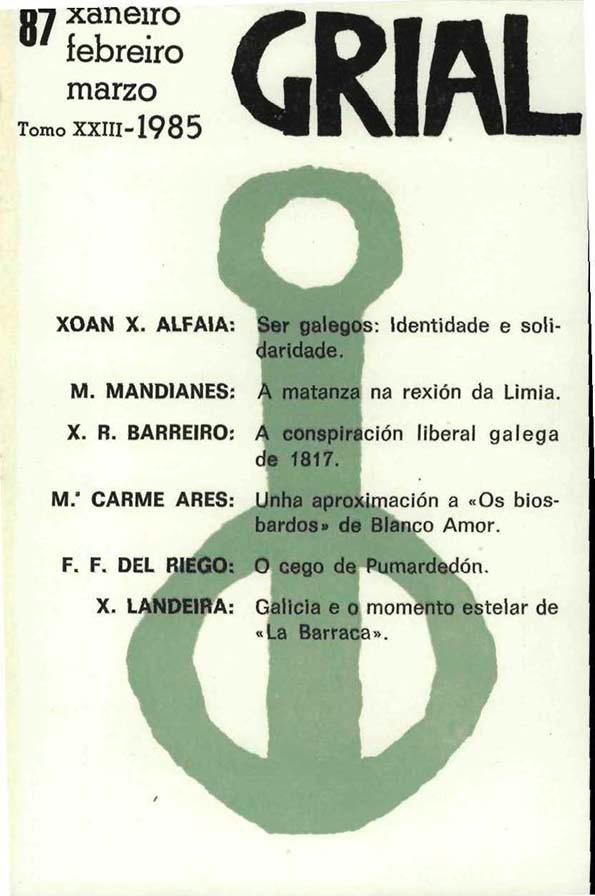 Grial : revista galega de cultura. Núm. 87, 1985 | Biblioteca Virtual Miguel de Cervantes