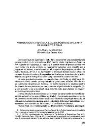 Portada:Autobiografía y epistolario: a propósito de una carta de Sarmiento a Frías / Ana María Barrenechea