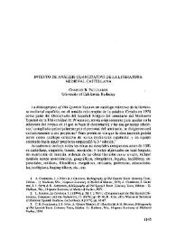 Portada: Intento de análisis cuantitativo de la literatura medieval castellana / Charles B.Faulhaber