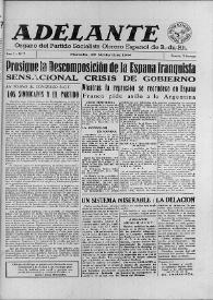 Portada:Adelante : Órgano del Partido Socialista Obrero Español de B.-du-Rh. (Marsella). Año I, núm. 7, 26 de noviembre de 1944