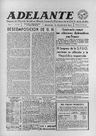 Portada:Adelante : Órgano del Partido Socialista Obrero Español de B.-du-Rh. (Marsella). Año I, núm. 12, 31 de diciembre de 1944