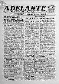 Portada:Adelante : Órgano del Partido Socialista Obrero Español de B.-du-Rh. (Marsella). Año I, núm. 20, 25 de febrero de 1945