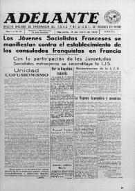 Portada:Adelante : Órgano del Partido Socialista Obrero Español de B.-du-Rh. (Marsella). Año I, núm. 24, 8 de abril de 1945