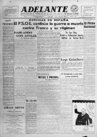 Portada:Adelante : Órgano del Partido Socialista Obrero Español de B.-du-Rh. (Marsella). Año I, núm. 36, 1 de julio de 1945