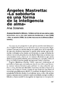 Ángeles Mastretta: "La sabiduría es una forma de la inteligencia del alma" / Ana Solanes | Biblioteca Virtual Miguel de Cervantes