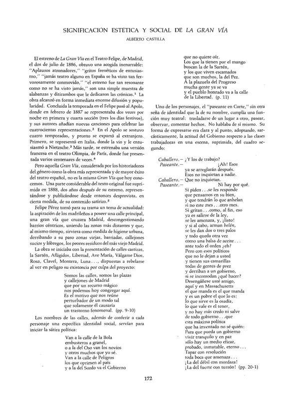  Significación estética y social de "La Gran Vía" /  Alberto Castilla | Biblioteca Virtual Miguel de Cervantes