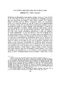 Portada: La ninfa degollada de Garcilaso (Égloga III, versos 225-232) / Alberto Porqueras-Mayo