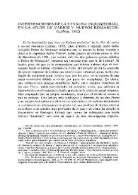 Portada:Intervenciones de la censura inquisitorial en la \"Flor de varios y nuevos romances\" (Lisboa, 1592)  / Mario Damonte