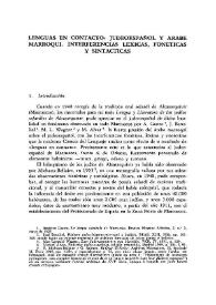 Lenguas en contacto: judeoespañol y árabe marroquí. Interferencias léxicas, fonéticas y sintácticas / Juan Martínez Ruiz | Biblioteca Virtual Miguel de Cervantes
