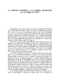 La verdad universal y la teoría dramática en la Edad de Oro  / Alberto Porqueras-Mayo | Biblioteca Virtual Miguel de Cervantes