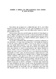 Portada:Sobre a ideia de decadencia nas artes e nas letras  / Jorge de Sena