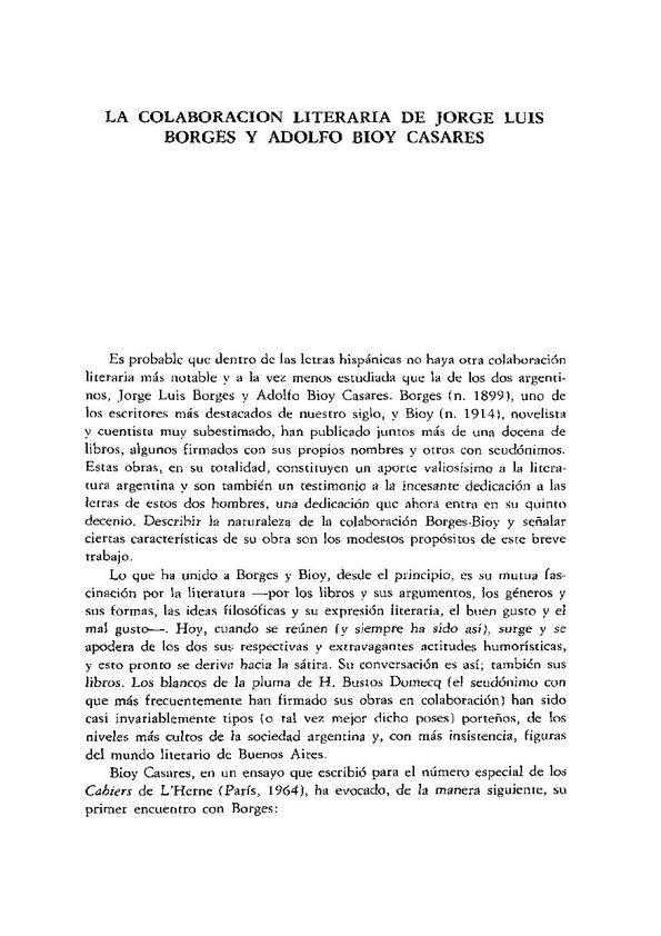 La colaboración literaria de Jorge Luis Borges y Adolfo Bioy Casares  / Donald A. Yates | Biblioteca Virtual Miguel de Cervantes