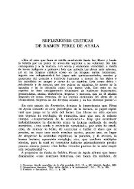 Portada:Reflexiones críticas de Ramón Pérez de Ayala  / María Blanca Lozano Alonso