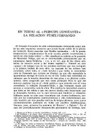 Portada:En torno al \"Príncipe constante\". La relación Fénix-Fernando  / Alberto Porqueras Mayo