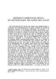 Portada:Mitemas y estructura mítica en \"Reivindicación del Conde don Julián\"  / Héctor R. Romero