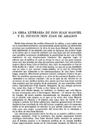 Portada:La obra literaria de don Juan Manuel y el infante don Juan de Aragón  / Robert B. Tate