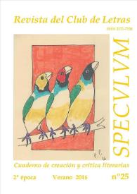 Portada:Speculum. Revista del Club de Letras. Segunda época, núm. 25, verano 2016