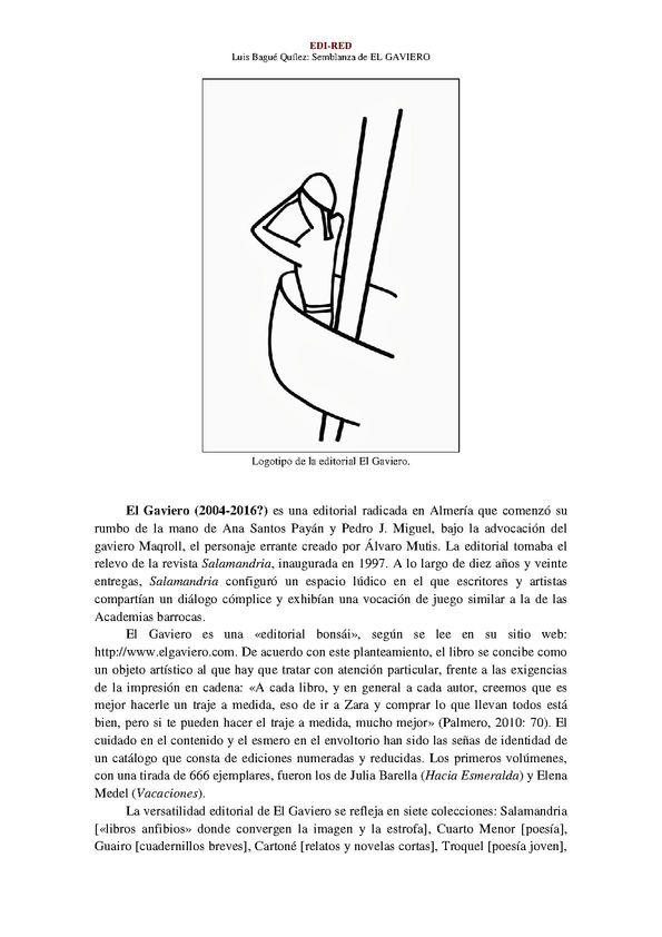 El Gaviero (2004-2016?) [Semblanza] / Luis Bagué Quílez  | Biblioteca Virtual Miguel de Cervantes