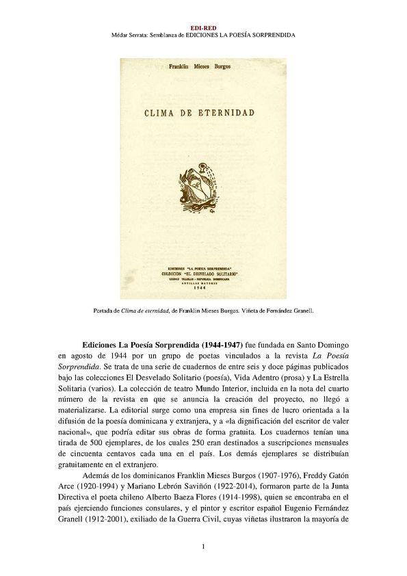 Ediciones La Poesía Sorprendida (1944-1947) [Semblanza] / Médar Serrata | Biblioteca Virtual Miguel de Cervantes