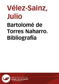 Portada:Bartolomé de Torres Naharro. Bibliografía