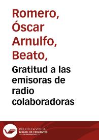 Gratitud a las emisoras de radio colaboradoras | Biblioteca Virtual Miguel de Cervantes
