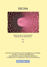 Signa : revista de la Asociación Española de Semiótica. Núm. 25, 2016 | Biblioteca Virtual Miguel de Cervantes