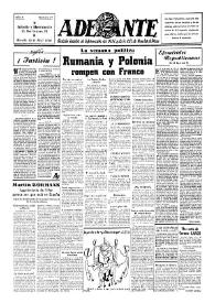 Portada:Adelante : Órgano del Partido Socialista Obrero Español de B.-du-Rh. (Marsella). Año II, núm. 77, 12 de abril de 1946