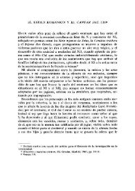 Portada:El estilo románico y el \"Cantar del Cid\" / Enrique Moreno Báez