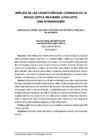 Análisis de las características literarias en la novela gótica irlandesa (1760-1897). Una aproximación / Francisco Diego Álamo Felices y Ana Isabel Bonachera García | Biblioteca Virtual Miguel de Cervantes
