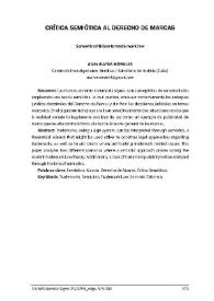 Crítica semiótica al derecho de marcas / Alain Alvisa Morales | Biblioteca Virtual Miguel de Cervantes