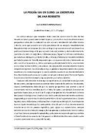 Portada:José Jurado Morales (ed.): \"La poesía iba en serio: la escritura de Ana Rossetti\". Madrid: Visor Libros, 2013, 375 págs. [Reseña] / W. Michael Mudrovic