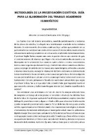 Virgilio Tortosa: "Metodología de la investigación científica. Guía para la elaboración del trabajo académico humanístico". Alicante: Universidad de Alicante, 2014, 356 págs. [Reseña] / Benito Elías García Valero | Biblioteca Virtual Miguel de Cervantes