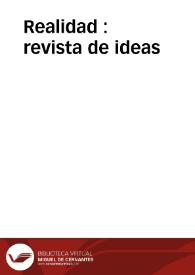 Realidad : revista de ideas | Biblioteca Virtual Miguel de Cervantes