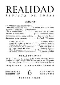 Realidad : revista de ideas. Volumen segundo, núm. 6, noviembre-diciembre 1947 | Biblioteca Virtual Miguel de Cervantes
