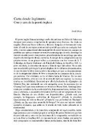 Portada:Carta de Inglaterra. Cruz y cara de la poesía inglesa / Jordi Doce