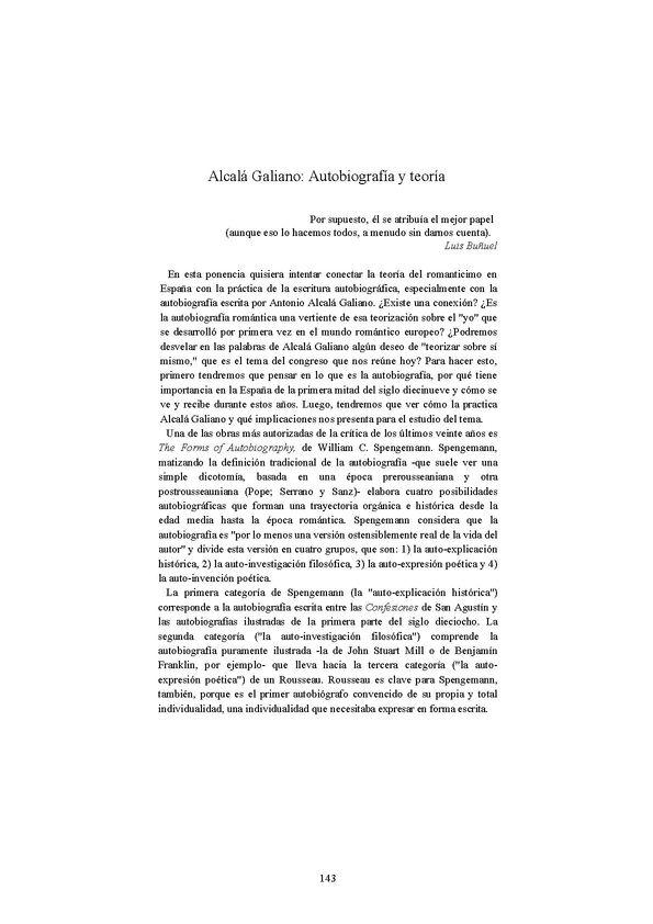 Alcalá Galiano: Autobiografía y teoría / David T. Gies | Biblioteca Virtual Miguel de Cervantes