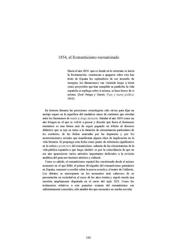 1854, el Romanticismo reexaminado / Leonardo Romero Tobar | Biblioteca Virtual Miguel de Cervantes