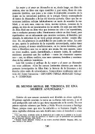 El mundo moral de "Crónica de una muerte anunciada" / Richard Predmore | Biblioteca Virtual Miguel de Cervantes