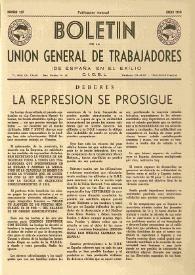 Portada:U.G.T. : Boletín de la Unión General de Trabajadores de España en Francia. Núm. 159, enero de 1958