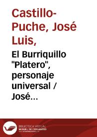 Portada:El Burriquillo \"Platero\", personaje universal / José Luis Castillo Puche