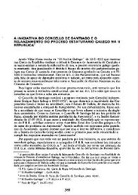 Más información sobre A iniciativa do Concello de Santiago e o relanzamento do proceso estatutario galego na II República / Luis Martínez-Risco Daviña