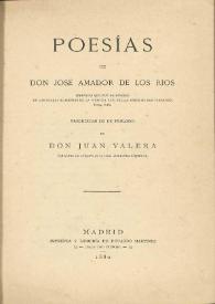Portada:Poesías / de José Amador de los Rios ; precedidas de un prólogo de Juan Valera