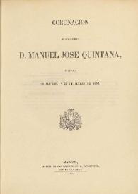 Coronación del eminente poeta D. Manuel José Quintana celebrada en Madrid a 25 de marzo de 1855