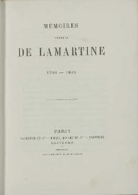 Mémoires inédits de Lamartine : 1790-1815 | Biblioteca Virtual Miguel de Cervantes
