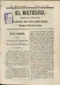Portada:El Meteoro : periódico semanal de literatura, artes, ciencias, modas y teatros